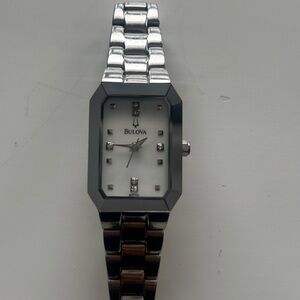 Bulova Silver Watch with White Dial